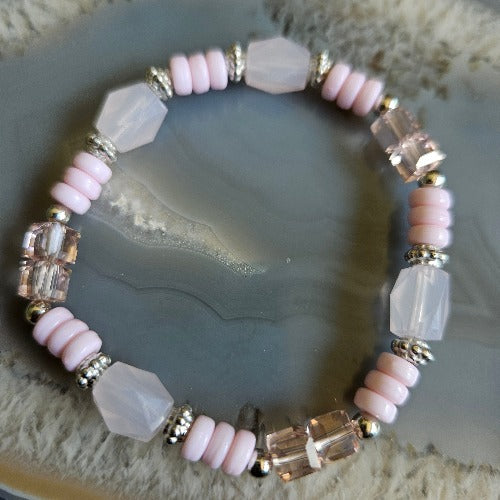 Armbänder rosa, 3er-Set,Perlen, Anhänger