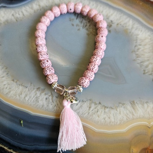 Armbänder rosa, 3er-Set,Perlen, Anhänger