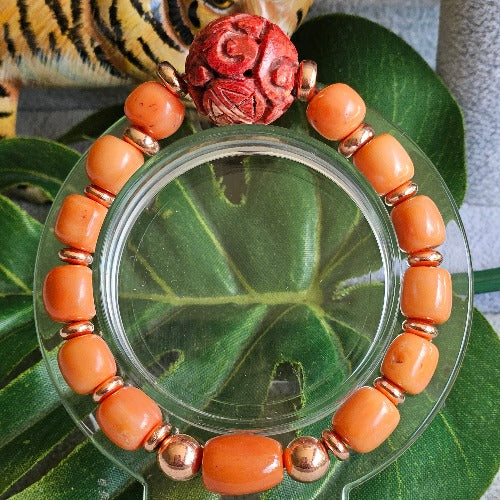 Armband orange mit antiken Perlen