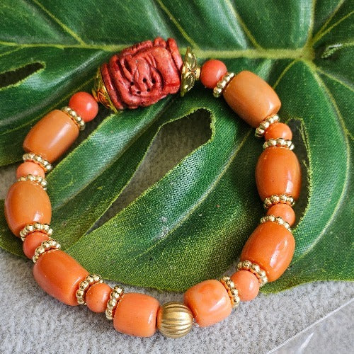 Armband orange, antike Steine