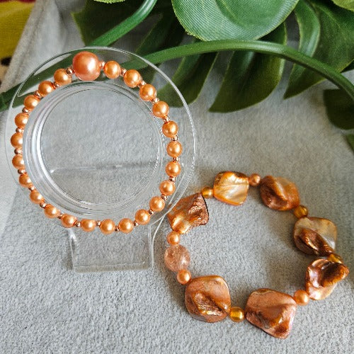 Armbänder  Orange  Naturperlen