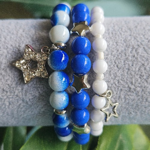 Armband 3er-Set weiß / blau