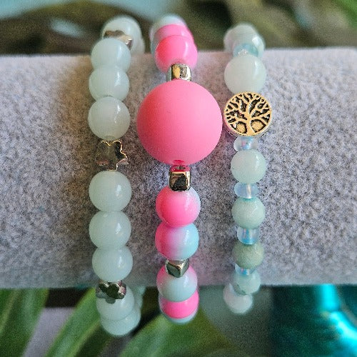 Armband 3er-Set rosa / hellblau