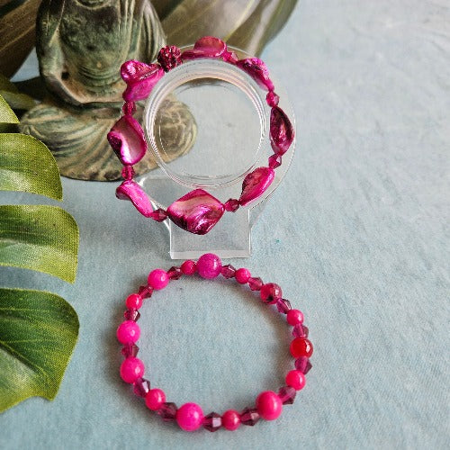 Armbänder Naturperlen pink