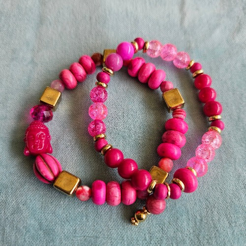 Armbänder 2er-Set Perlen Pink