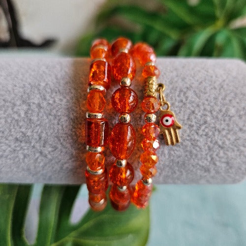 Armbänder Perlen Orange Sehendes Auge