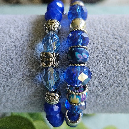 Armband blau 2er-Set Perlen