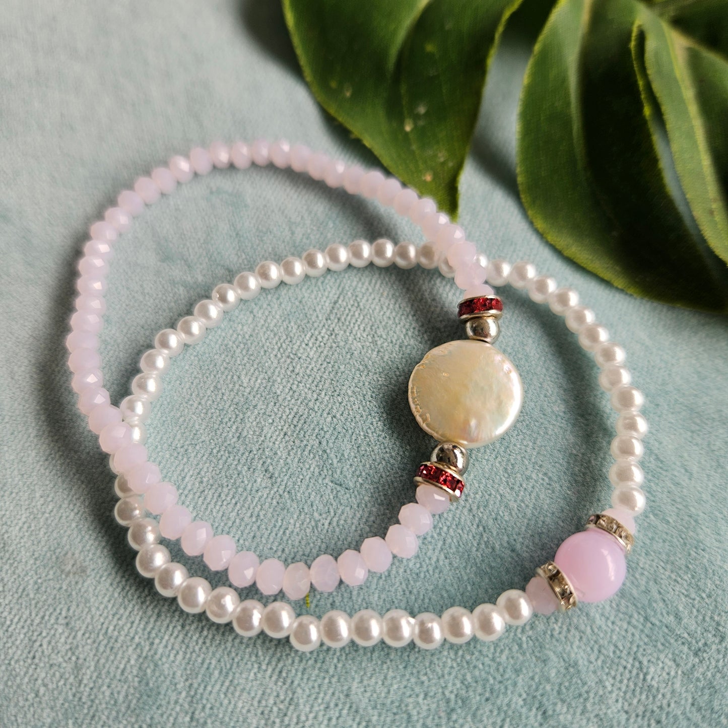 Armbänder  2er-Set Perlen Rosa