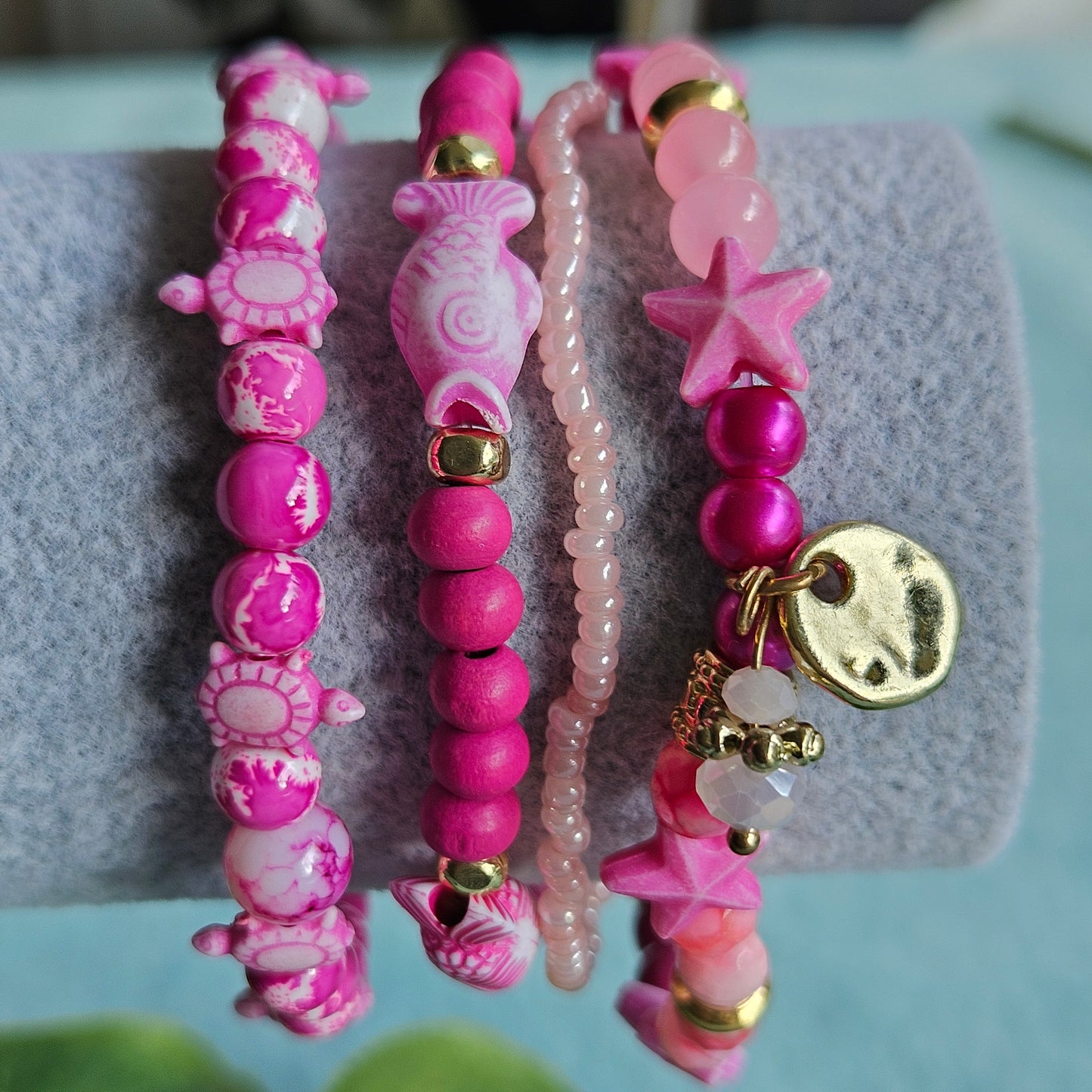 Armbänder rosa 4er-Set Perlen