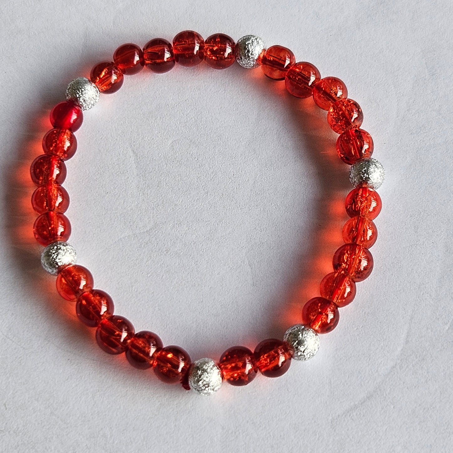 Glasperlen  Armbänder 2 Stück  Rot /Silber