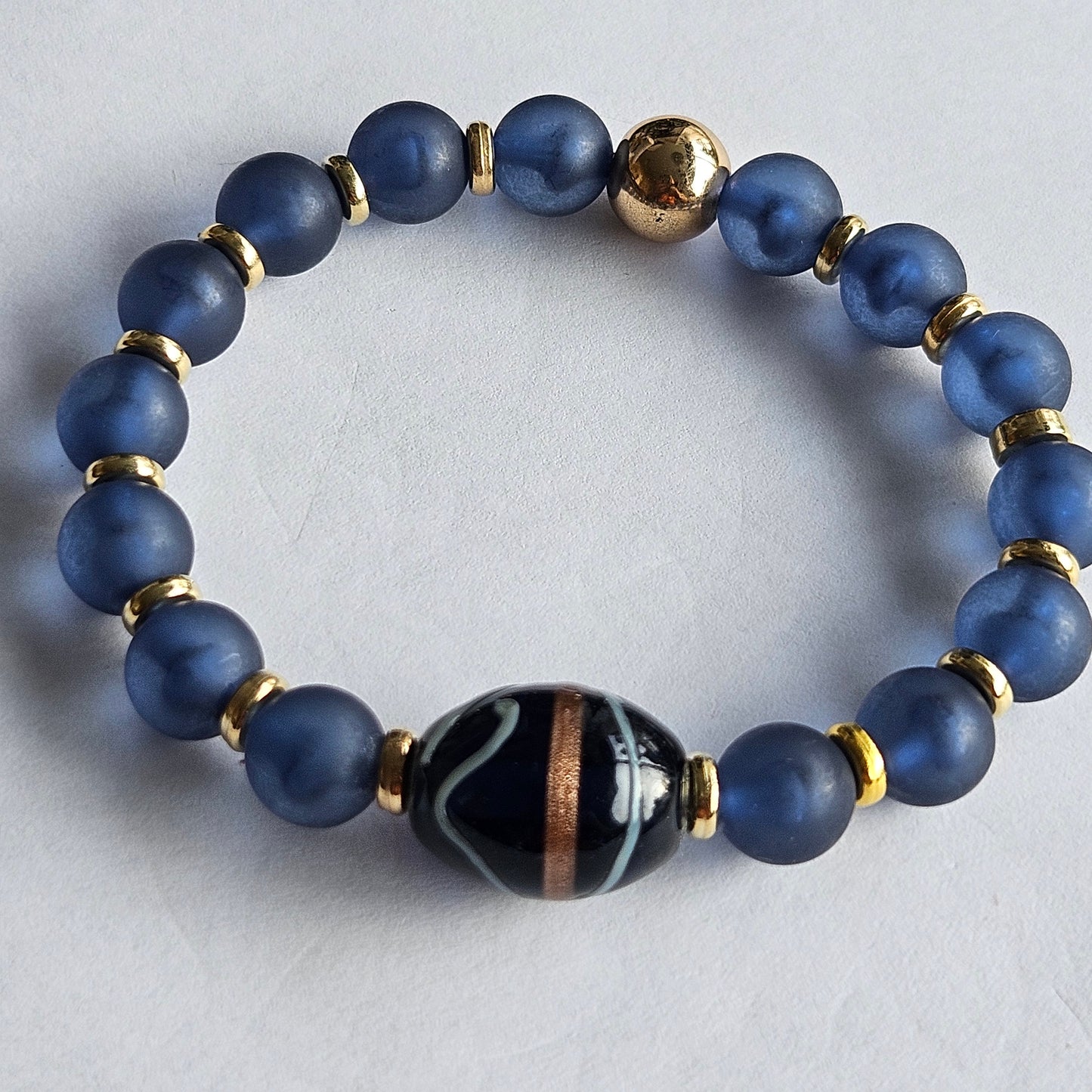 Glasperlen Armbänder 2 Stück mit schöner Glasperle blau