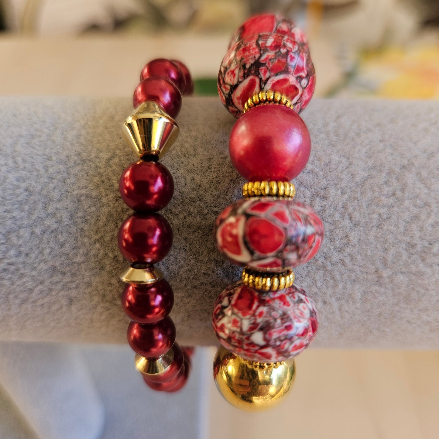 Armbänder Perlen rot 2 er Set