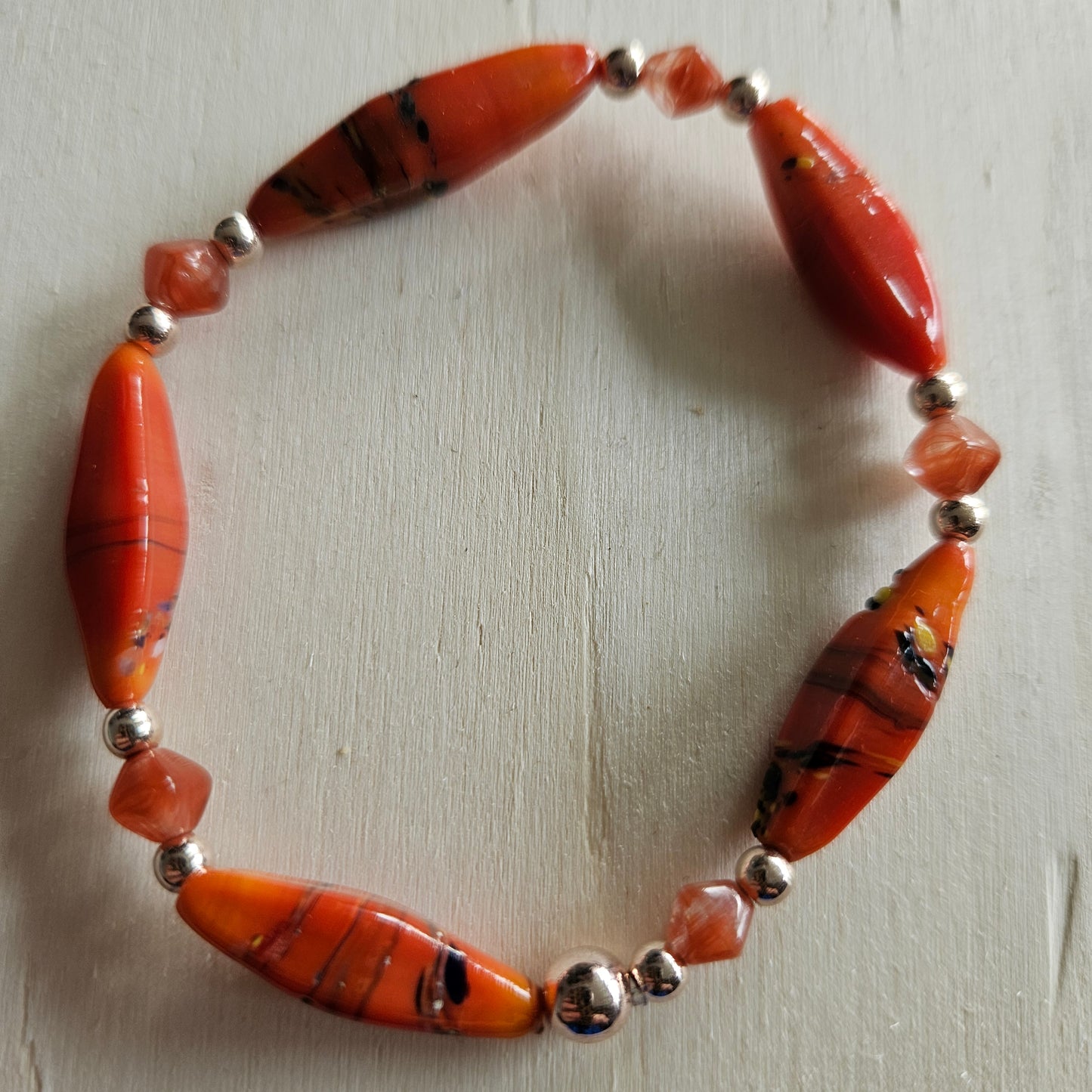 Armbänder Steinperlen Orange 4 er Set