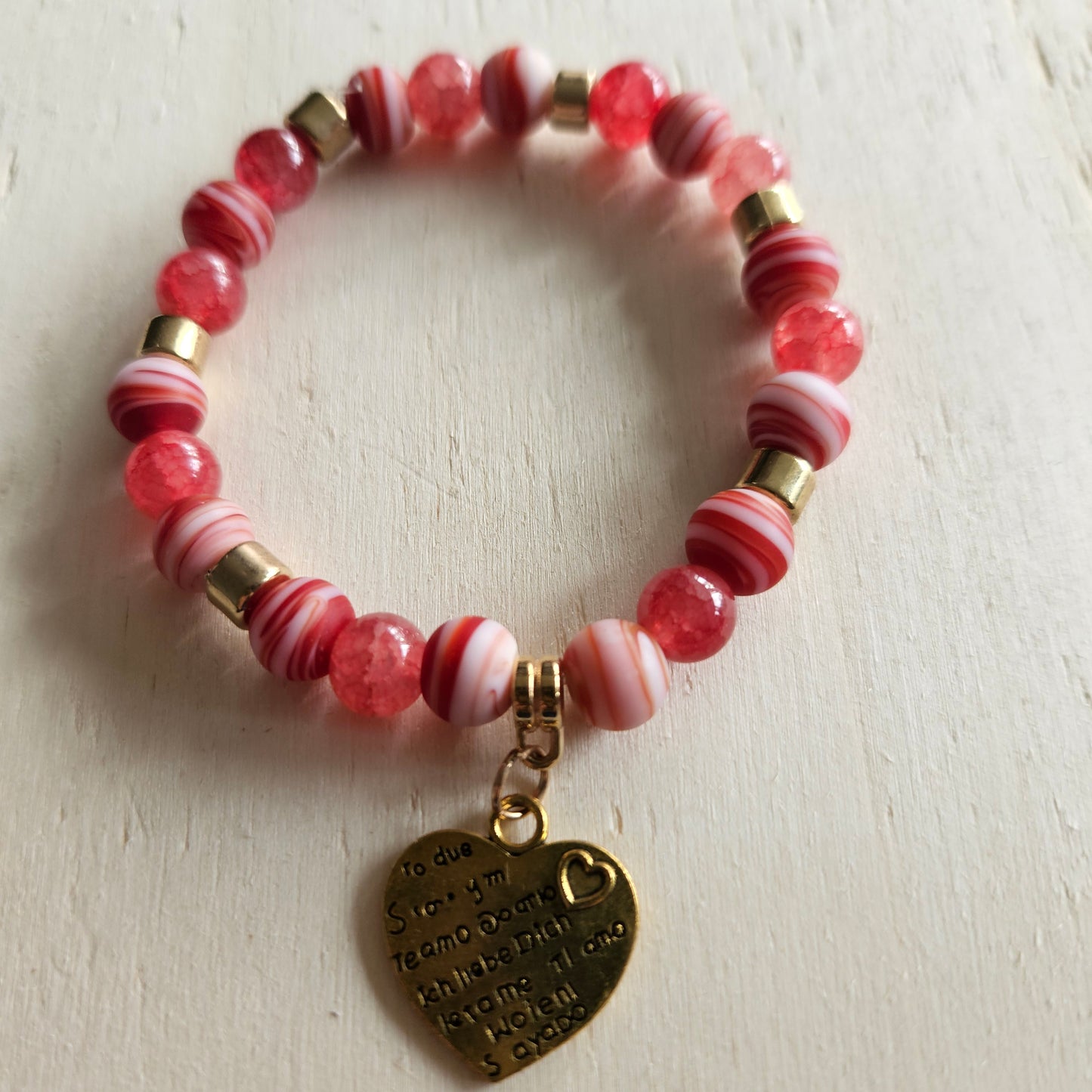 Armbänder 5 er Set Rosa mit Herz