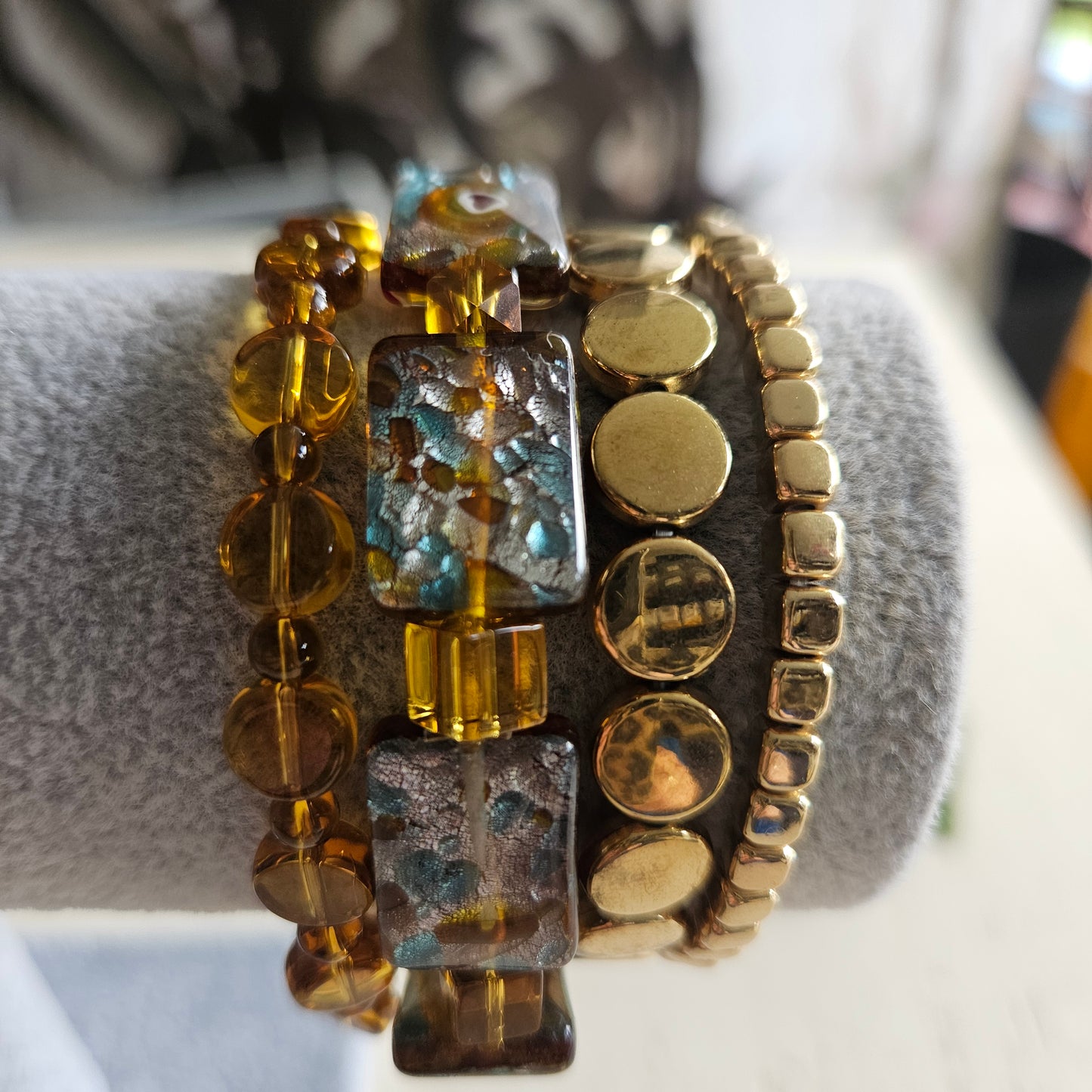 Armbänder Glasperlen mit Muster  4 er Set