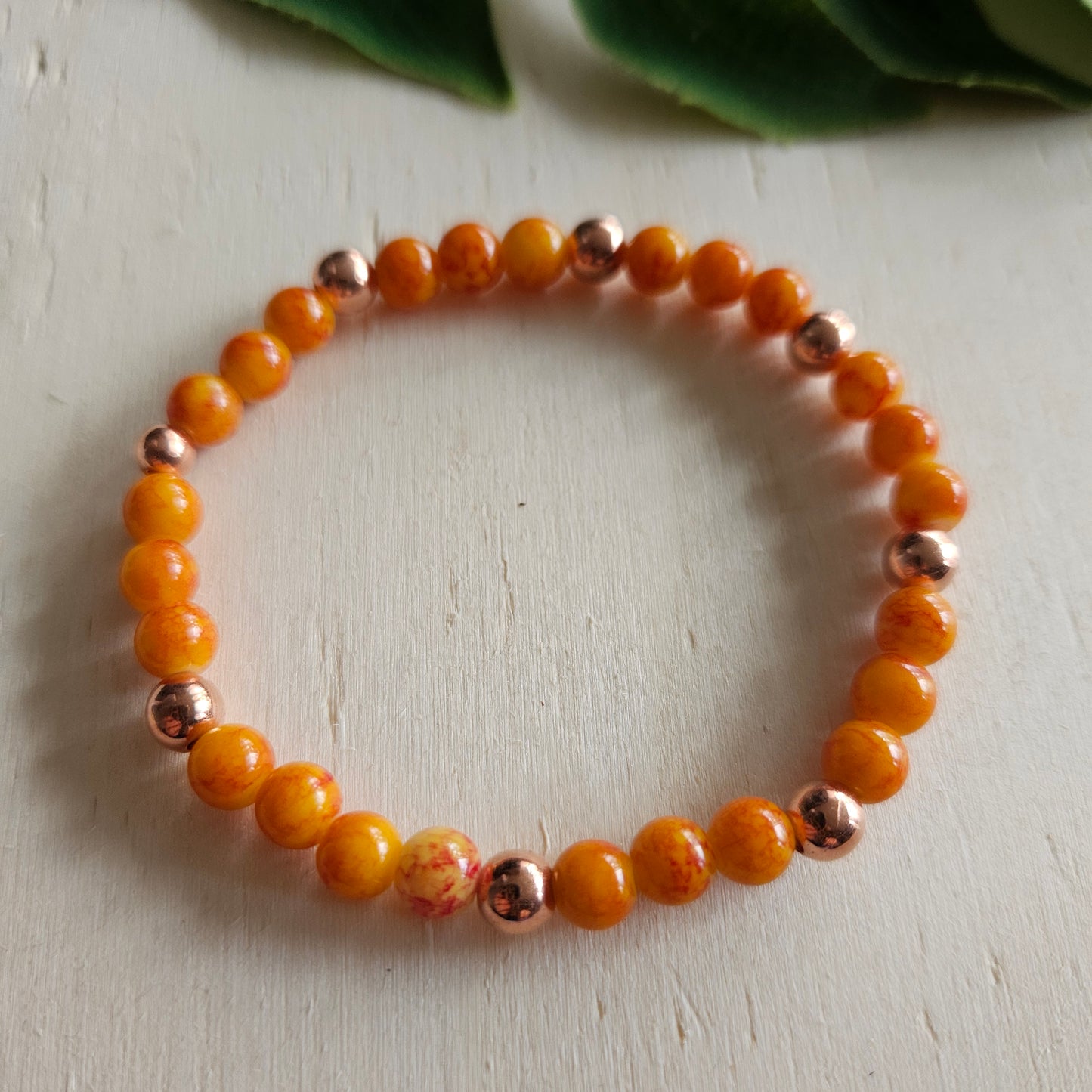 Armbänder 3 er Set Orange Steinperlen