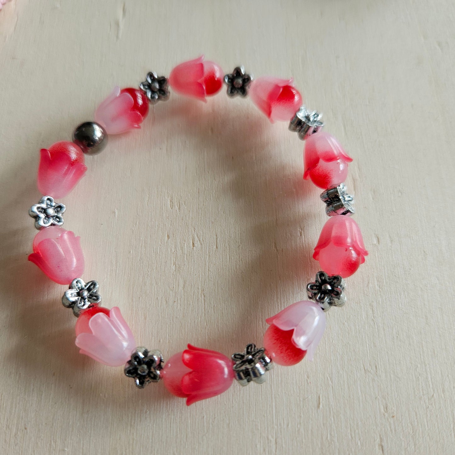 Armbänder Rose  4 er Set mit Blüten