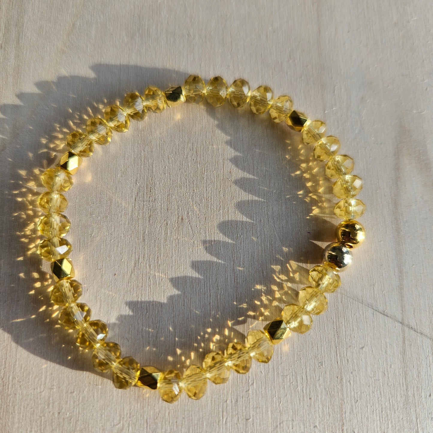 Armbänder Glas Perlen Gelb/Gold mit Herz 3 er Set