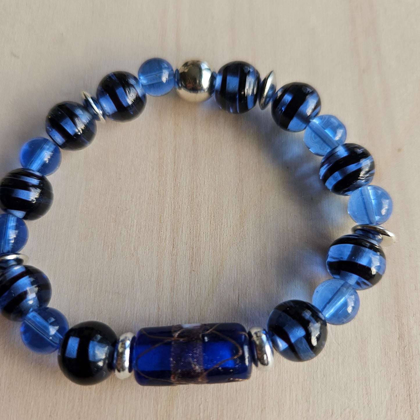 Armbänder Glas Perlen blau   3 er Set