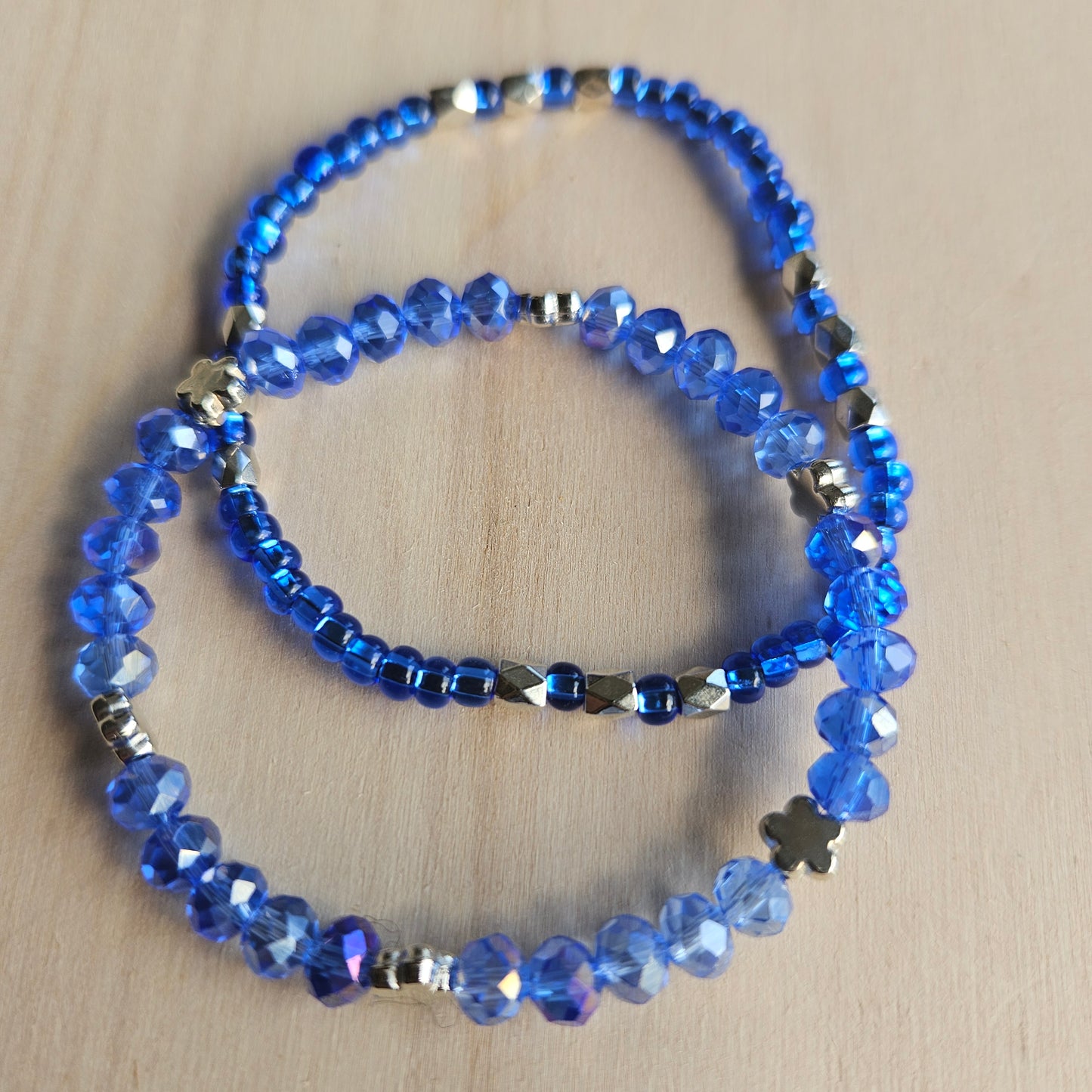 Armbänder Glasperlen blau 3er Set