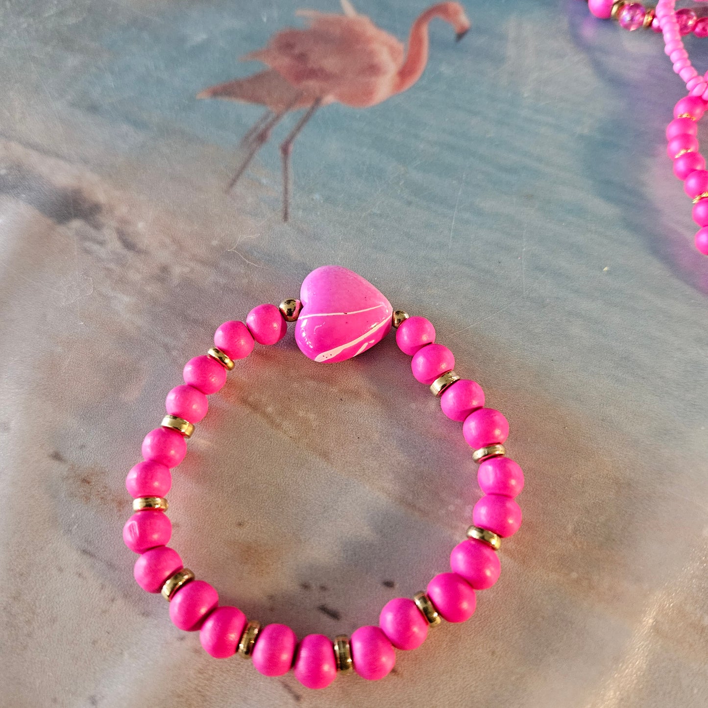 Armbänder Pink mit Herz 4 er Set