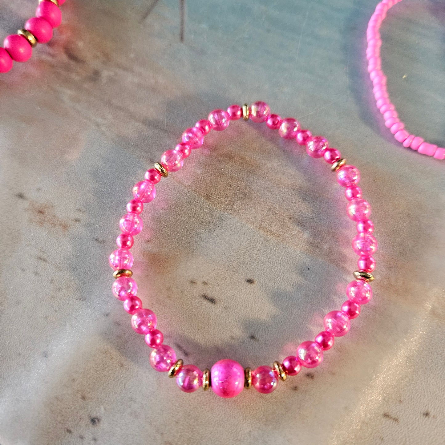 Armbänder Pink mit Herz 4 er Set