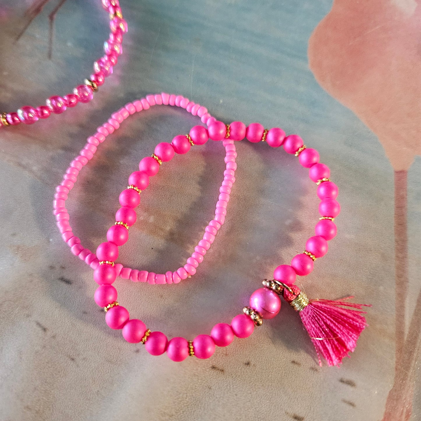 Armbänder Pink mit Herz 4 er Set