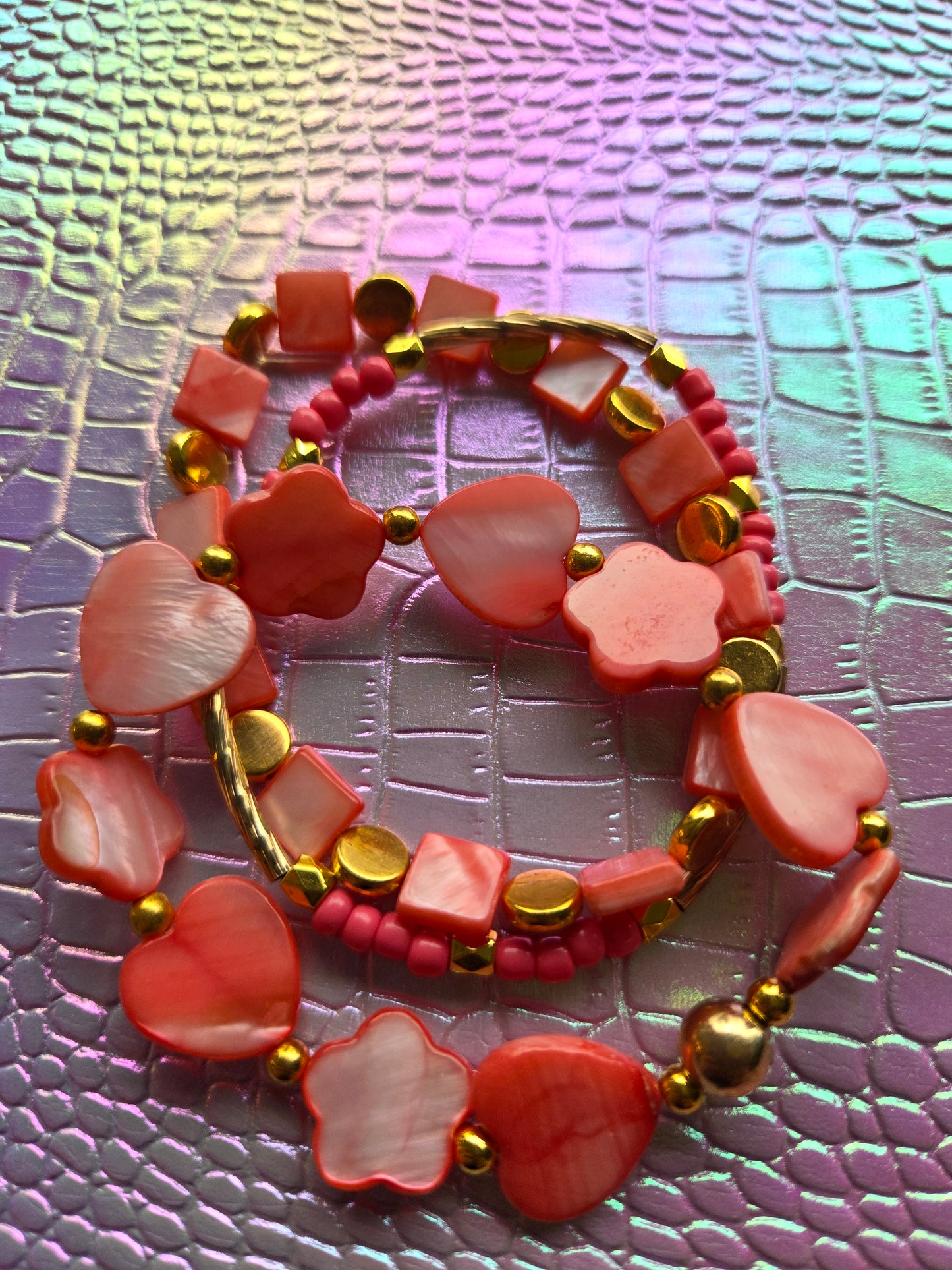 Armbänder Rose 3 er Set  mit Herzen