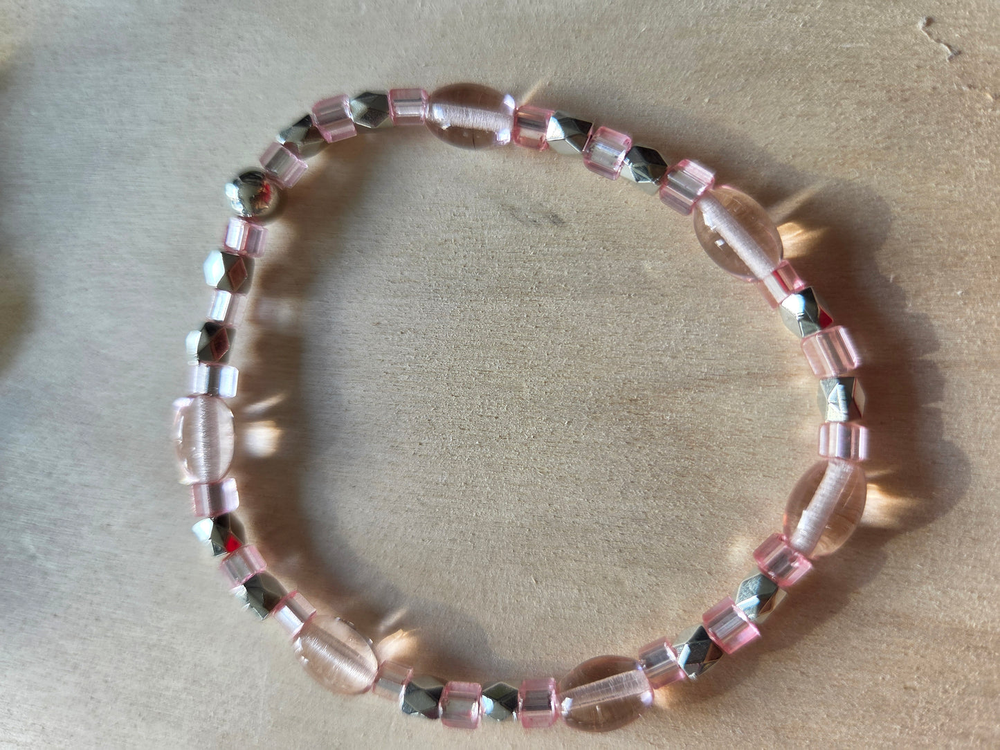 Armbänder Glas Rosa  5 er Set