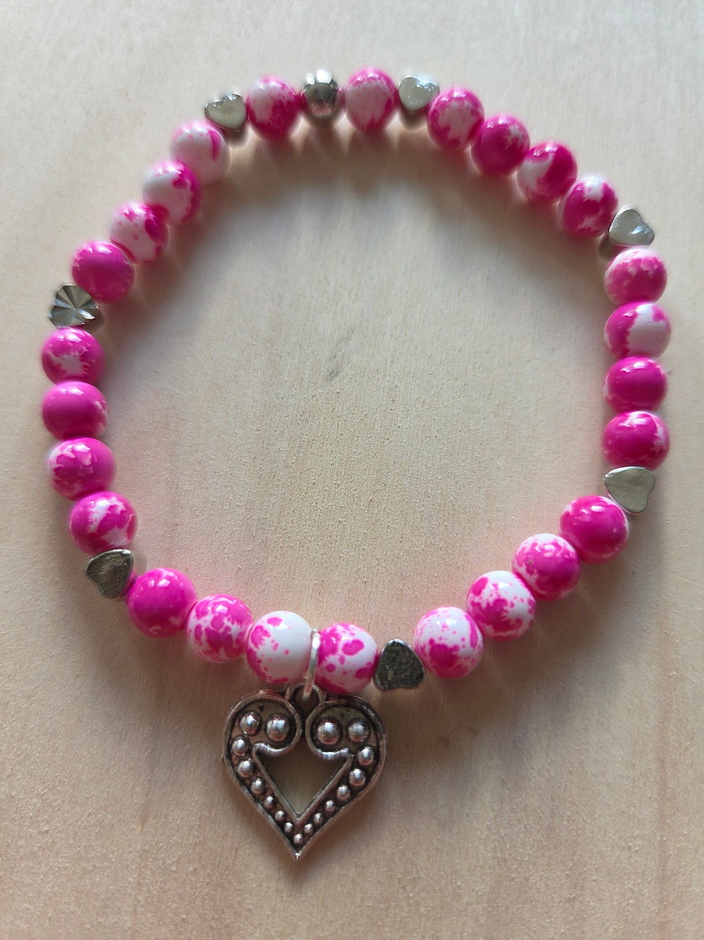 Armbänder 4 er Set Rosa/Pink mit Herz