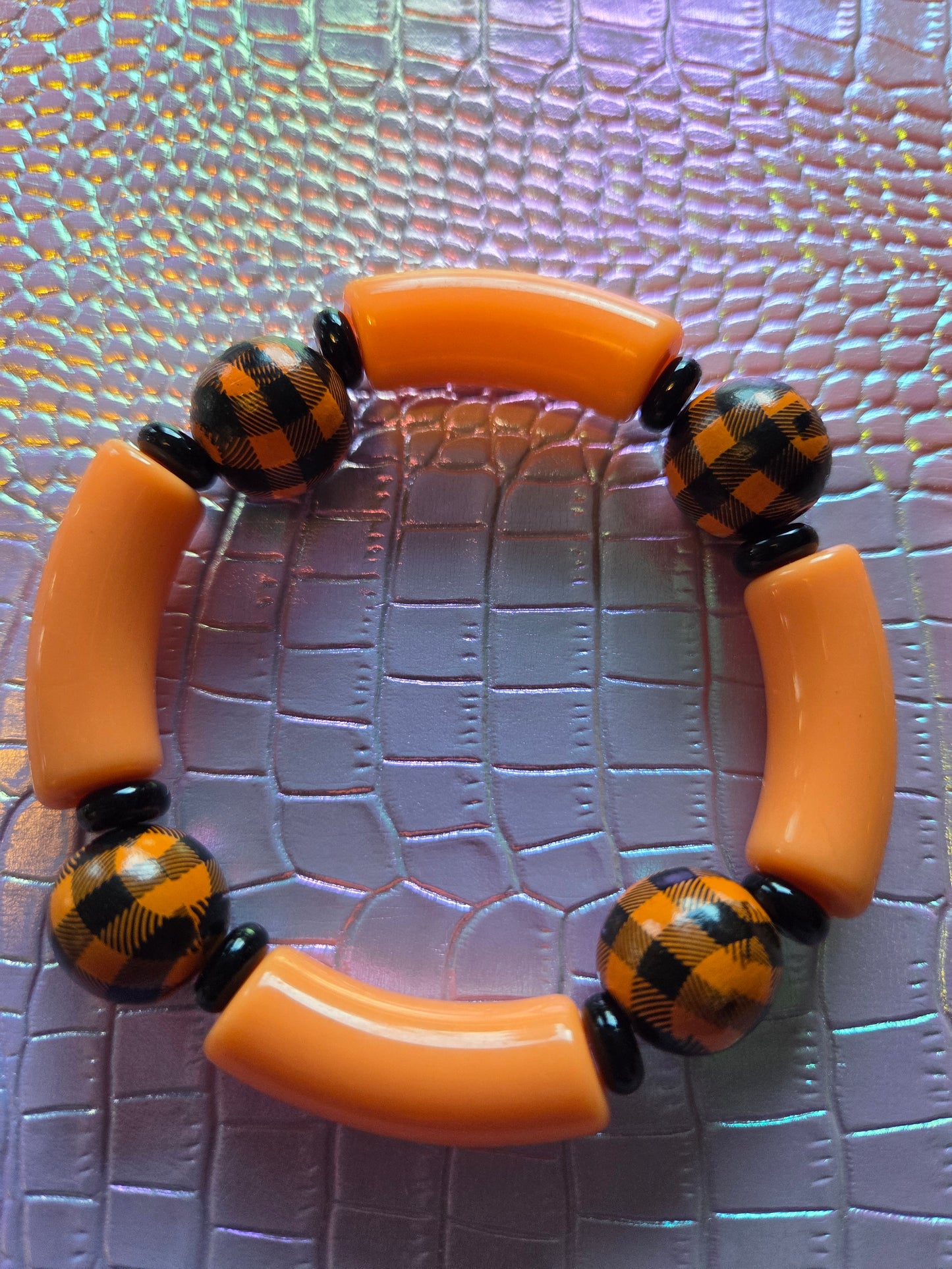 Armband mit Big Pearls  Orange /Schwarz