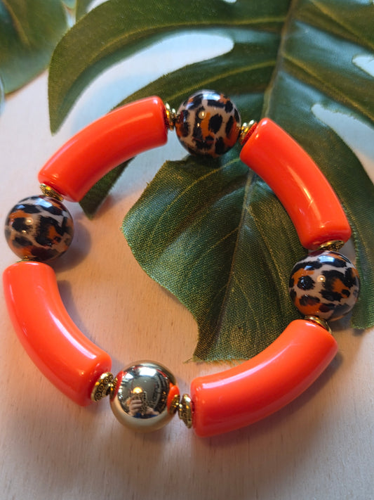 Armband mit Leo Perlen Orange