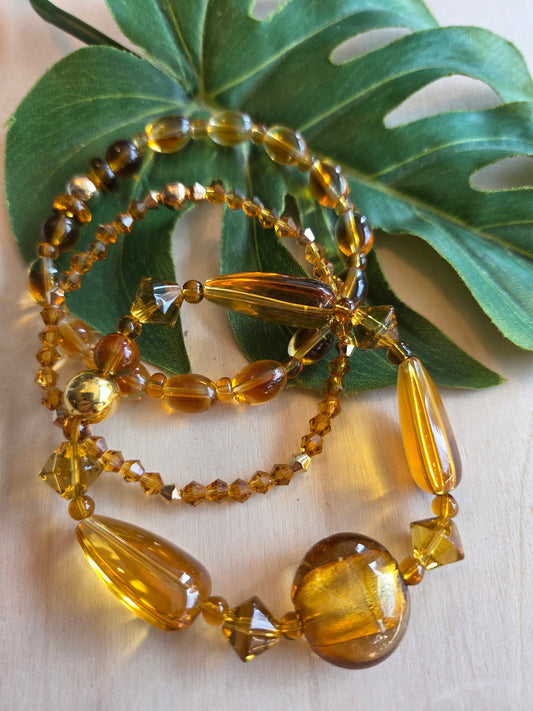Armbänder Perlen  goldbraun Glas 3 er Set