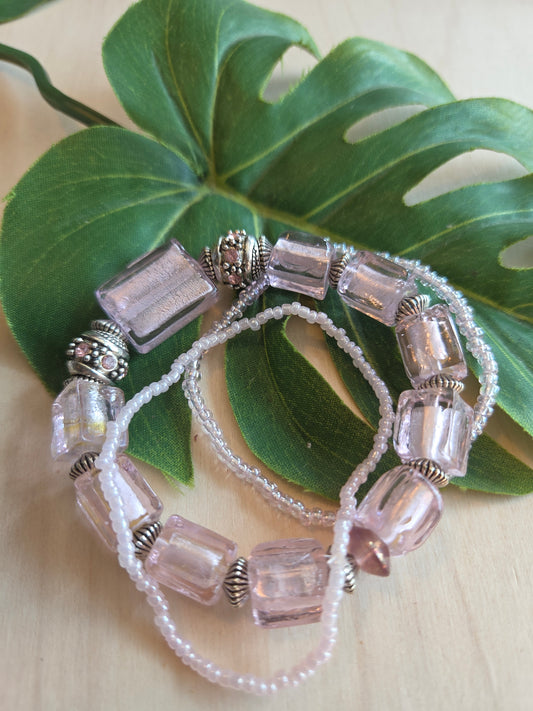 Armbänder Perlen Rosa Glas 3 er Set