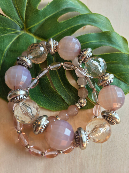 Armbänder Perlen Rose  3 er Set