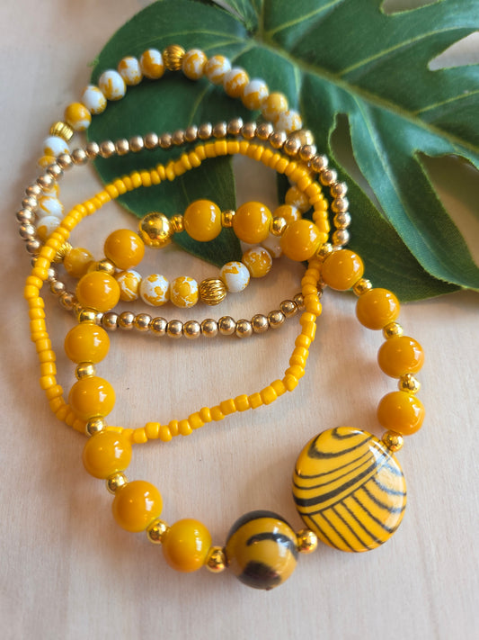 Armbänder Perlen Orange 4 er Set