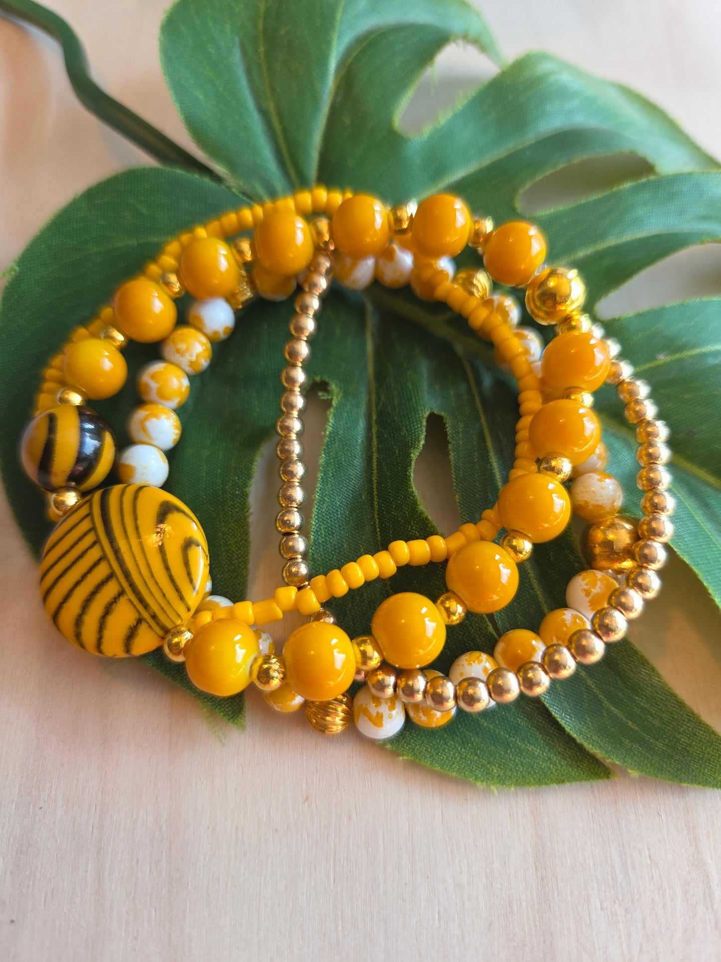 Armbänder Perlen Orange 4 er Set