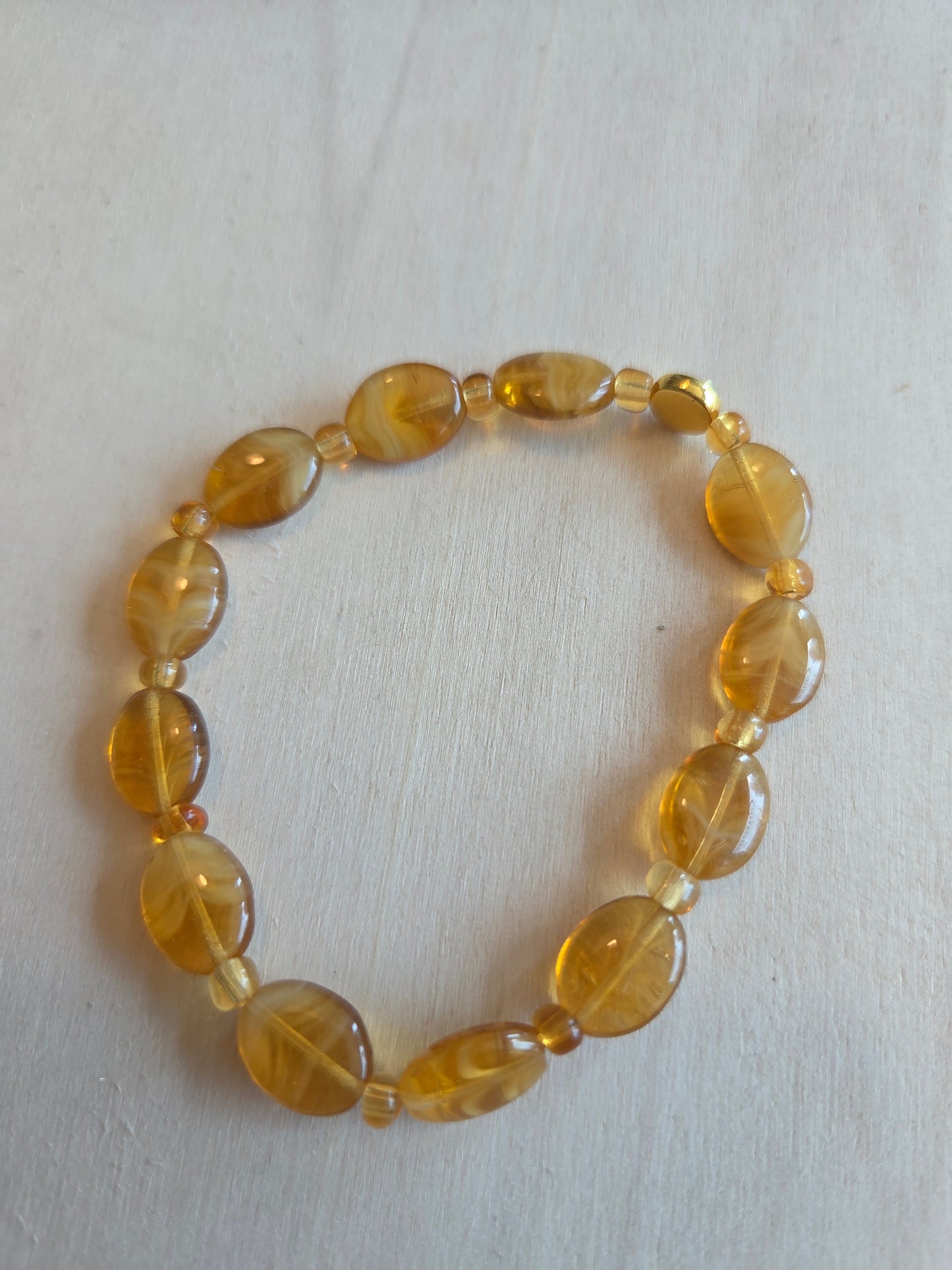 Armbänder Perlen Glas Bernsteinfarbig  3 er Set