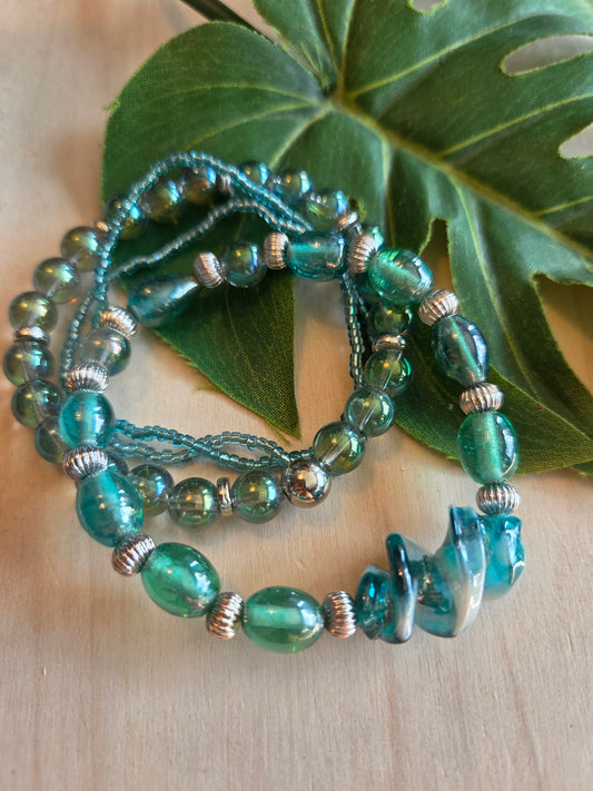 Armbänder Perlen hellblau Glas  4 er Set