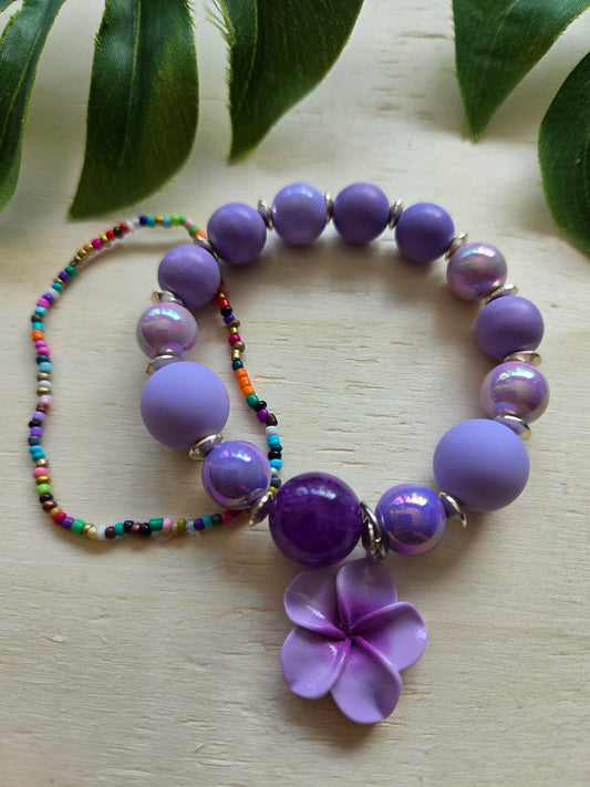 Armbänder Hibiskus Blüte Lila 2er-Set