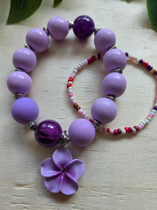 Armbänder Hibiskus Blüte Lila 2 er-Set