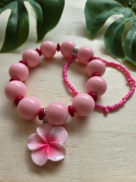 Armbänder Hibiskus Blüte Rosa 2er-Set