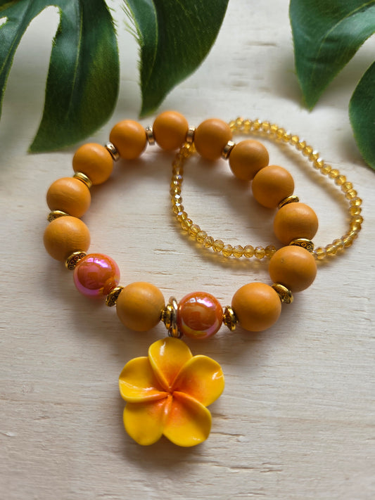 Armbänder mit Hibiskus Blüte Orange 2er-Set