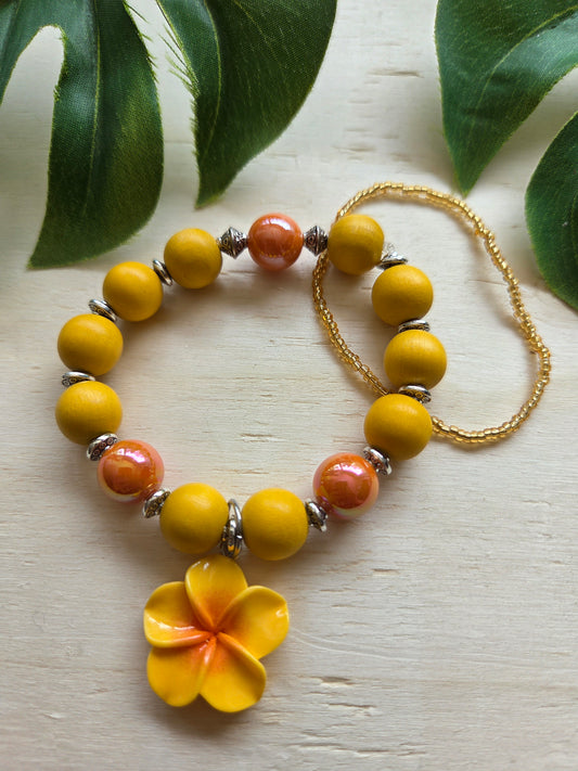 Armbänder mit Hibiskus Blüte Orange 2er-Set