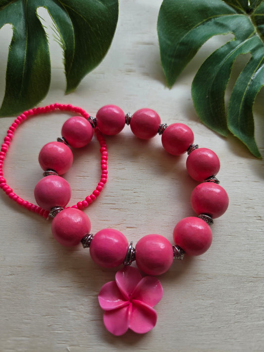 Armbänder mit Hibiskus Blüte Rosa 2er-Set