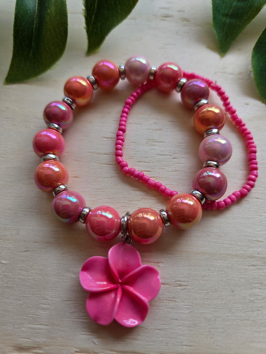 Armbänder mit Hibiskus Blüte Rosa 2er-Set