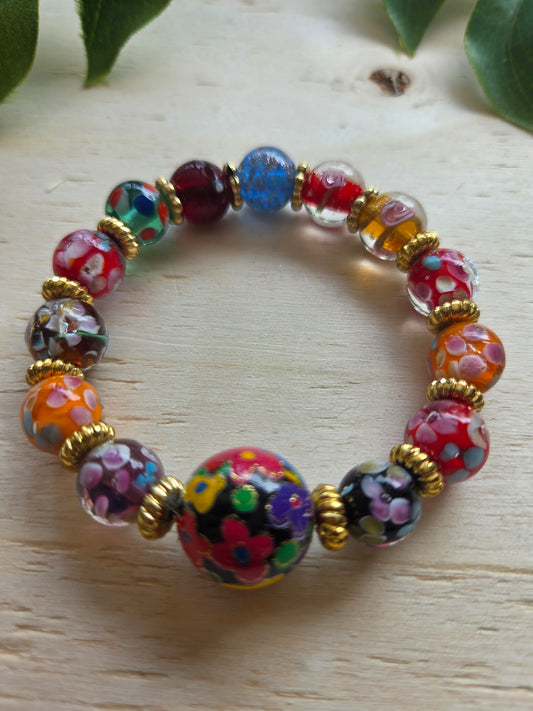 Armbänder mit Blüten Perlen  bunt 3er-Set
