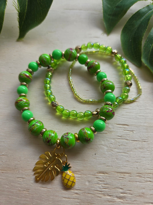 Armbänder grün mit AH Ananas 3er-Set