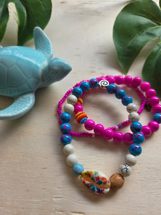 Armbänder mit Muschel bunt 3er-Set