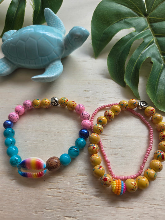 Armbänder mit Muschel bunt 3er-Set